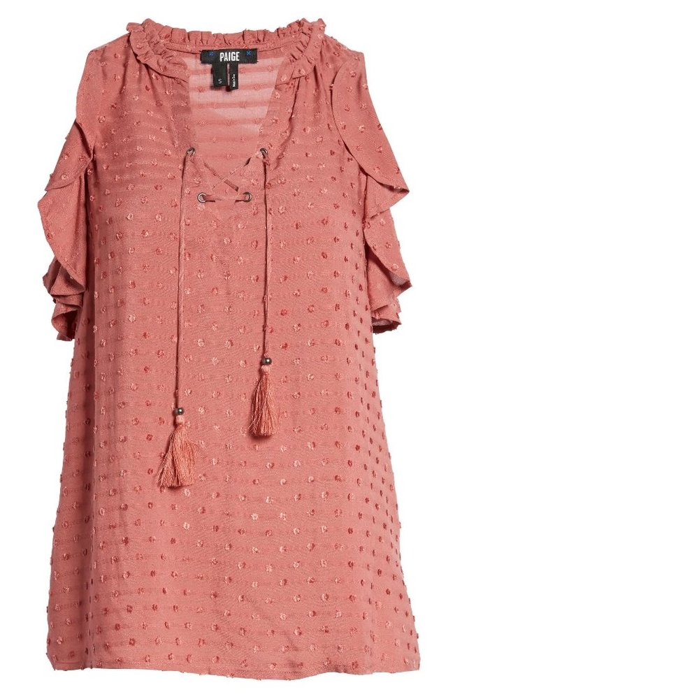 PAIGE  Amala Swiss Dot Lace-Up Top, Small